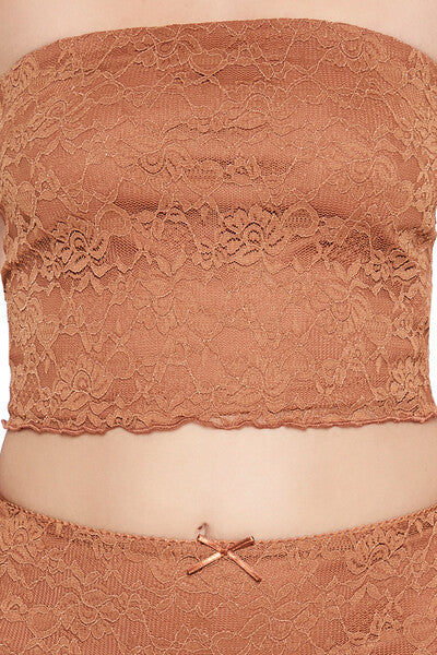  Forever 21 Lace Cropped Tube Top - toffee - Bonton