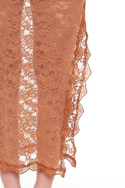  Forever 21 Lace Bow Column Maxi Skirt - toffee - Bonton