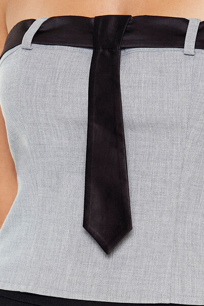 Forever 21 Necktie Tube Crop Top - grey - Bonton