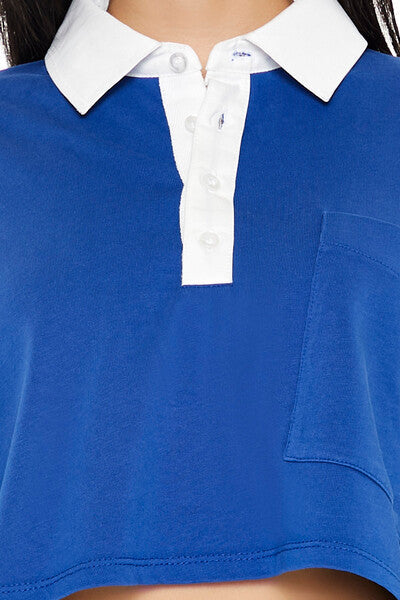  Forever 21 Cropped Rugby Shirt - black white - Bonton