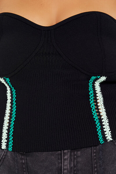  Forever 21 Plus Size Embroidered Tube Top - black multi - Bonton
