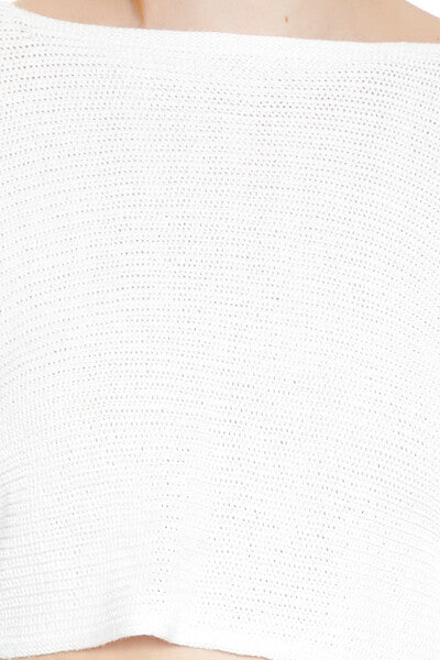  Forever 21 Cropped Split-Back Sweater - white - Bonton