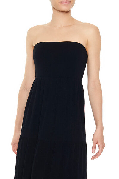  Forever 21 Strapless Tie-Back Maxi Dress - black - Bonton