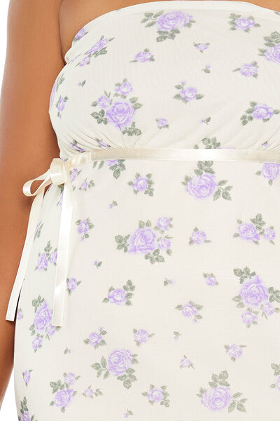  Forever 21 Plus Size Floral Bow Tube Mini Dress - cream-multi - Bonton