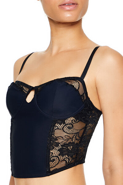  Forever 21 Sheer Lace Underwire Corset Bra - black - Bonton