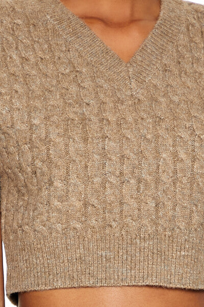  Forever 21 Cropped Cable Knit Sweater Vest - brown - Bonton