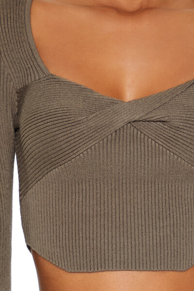  Forever 21 Twisted Sweater-Knit Crop Top - white - Bonton