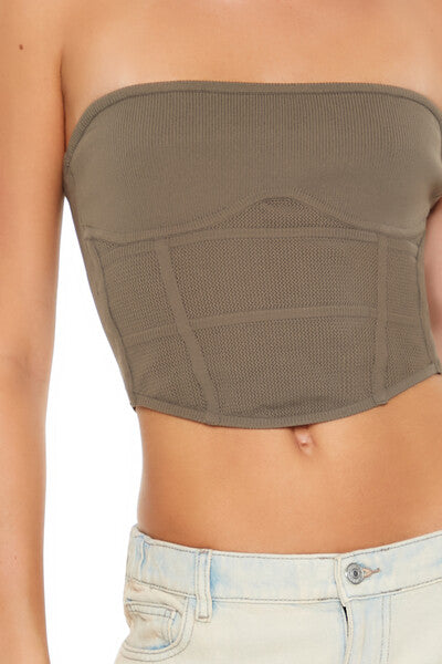 Forever 21 Sweater-Knit Tube Crop Top - white - Bonton