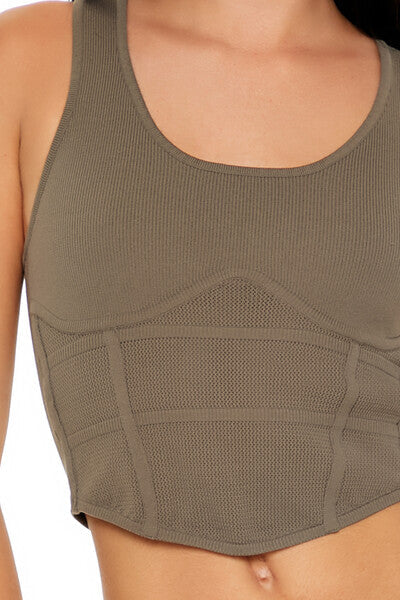  Forever 21 Sweater-Knit Corset Tank Top - ash brown - Bonton