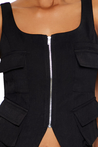  Forever 21 Cargo Split-Hem Crop Top - black - Bonton