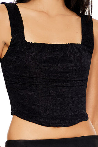 Lace-Up Lace Crop Top