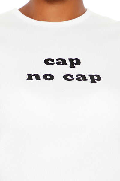  Forever 21 Plus Size Cap No Cap Baby Tee - white black - Bonton