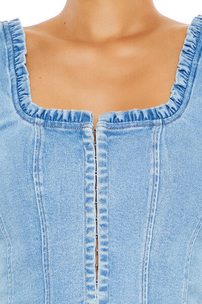  Forever 21 Denim Bustier Crop Top - light denim - Bonton