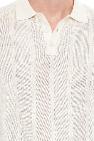 Crochet Sweater-Knit Polo Shirt