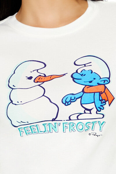 Forever 21 Smurf Feelin Frosty Baby Tee - white multi - Bonton