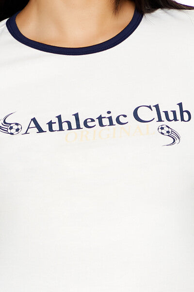  Forever 21 Athletic Club Ringer Baby Tee - white multi - Bonton