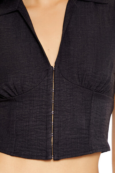  Forever 21 Chiffon Bustier Crop Top - grey - Bonton