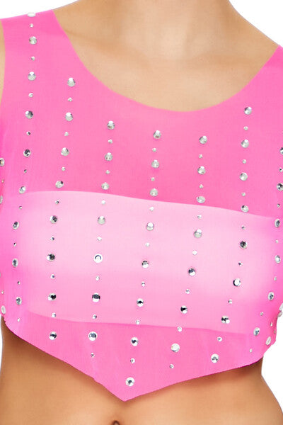  Forever 21 Mesh Faux Gem Crop Top - black - Bonton