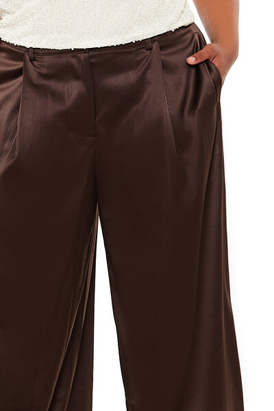  Forever 21 Plus Size Satin Trouser Pants - black - Bonton