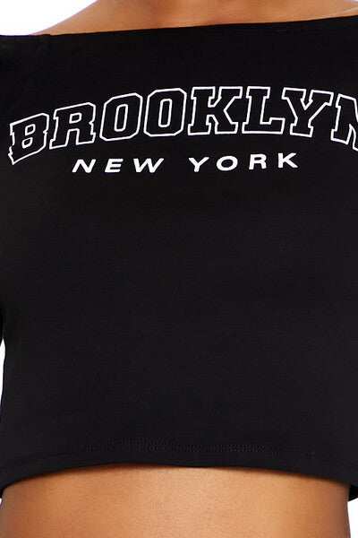  Forever 21 Brooklyn New York Crop Top - black multi - Bonton