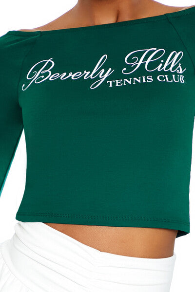  Forever 21 Beverly Hills Tennis Club Crop Top - green multi - Bonton