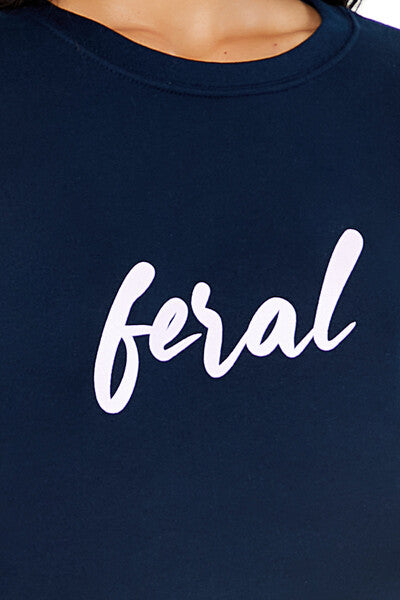  Forever 21 Feral Graphic Pullover - navy multi - Bonton