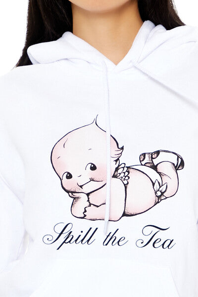  Forever 21 Kewpie Spill the Tea Hoodie - white multi - Bonton