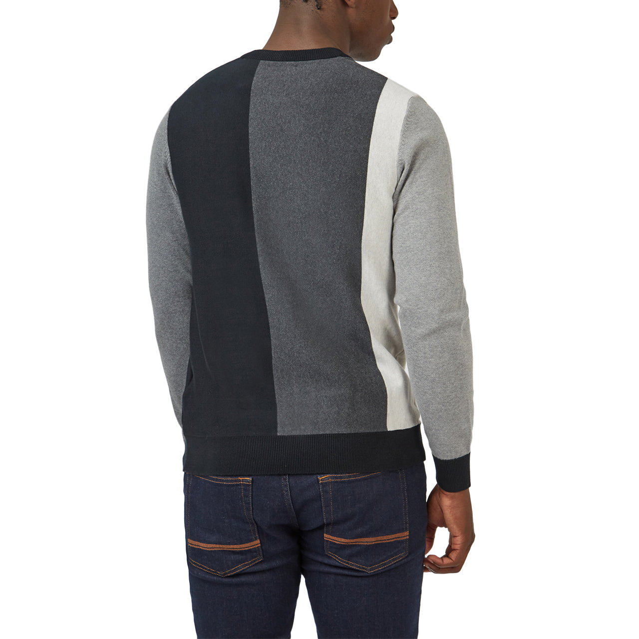  Ben Sherman Vertical Stripe Crew Neck Jumper - Black - Bonton