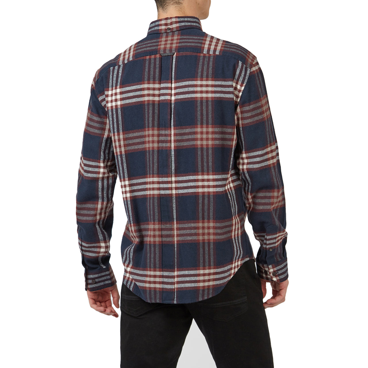  Ben Sherman Long Sleeve Oversized Brushed Check Buttondown Shirt - Midnight - Bonton