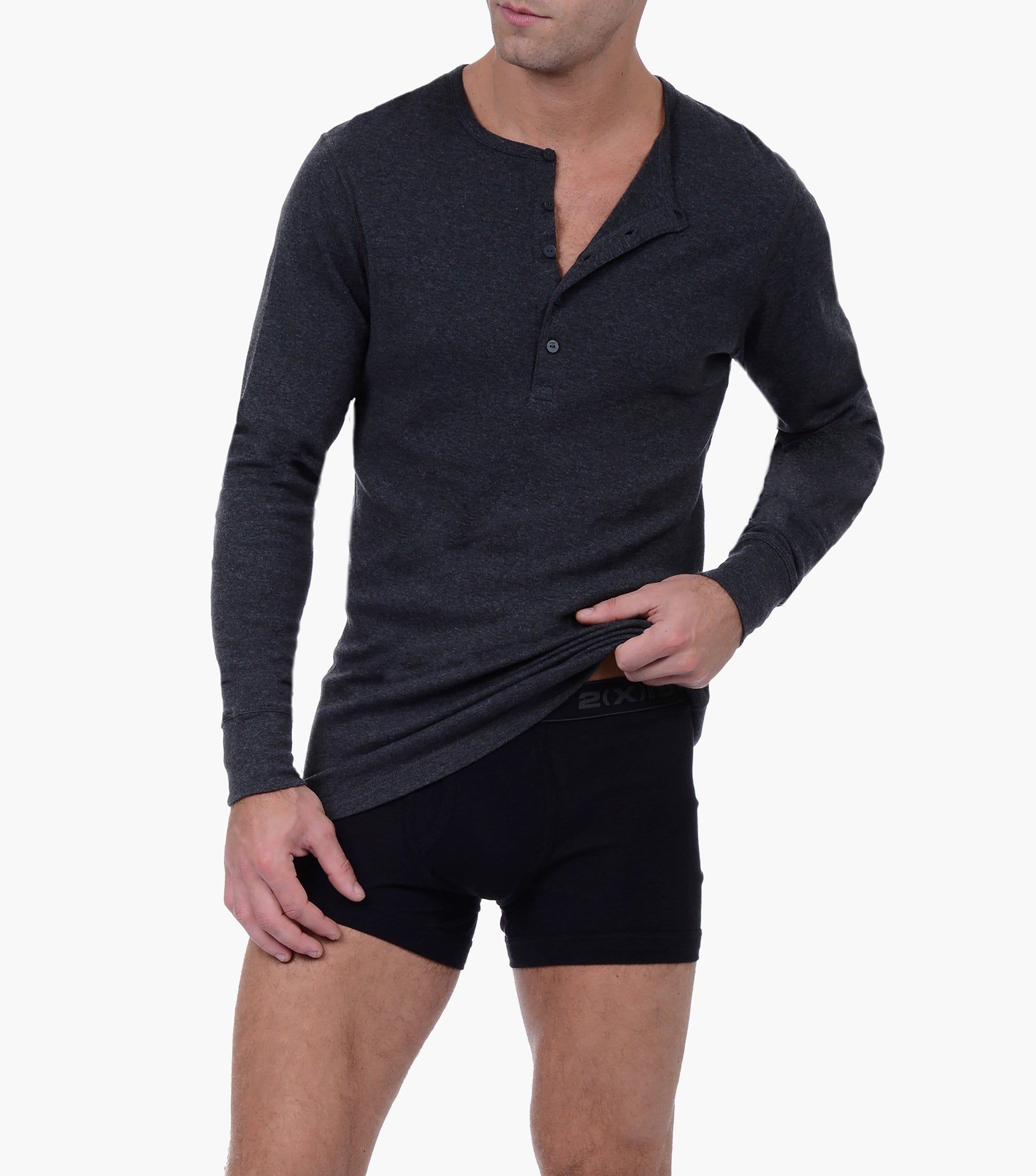  2xist Cotton Long Sleeve Henley - 2 Color Plaid / Endangered - Bonton