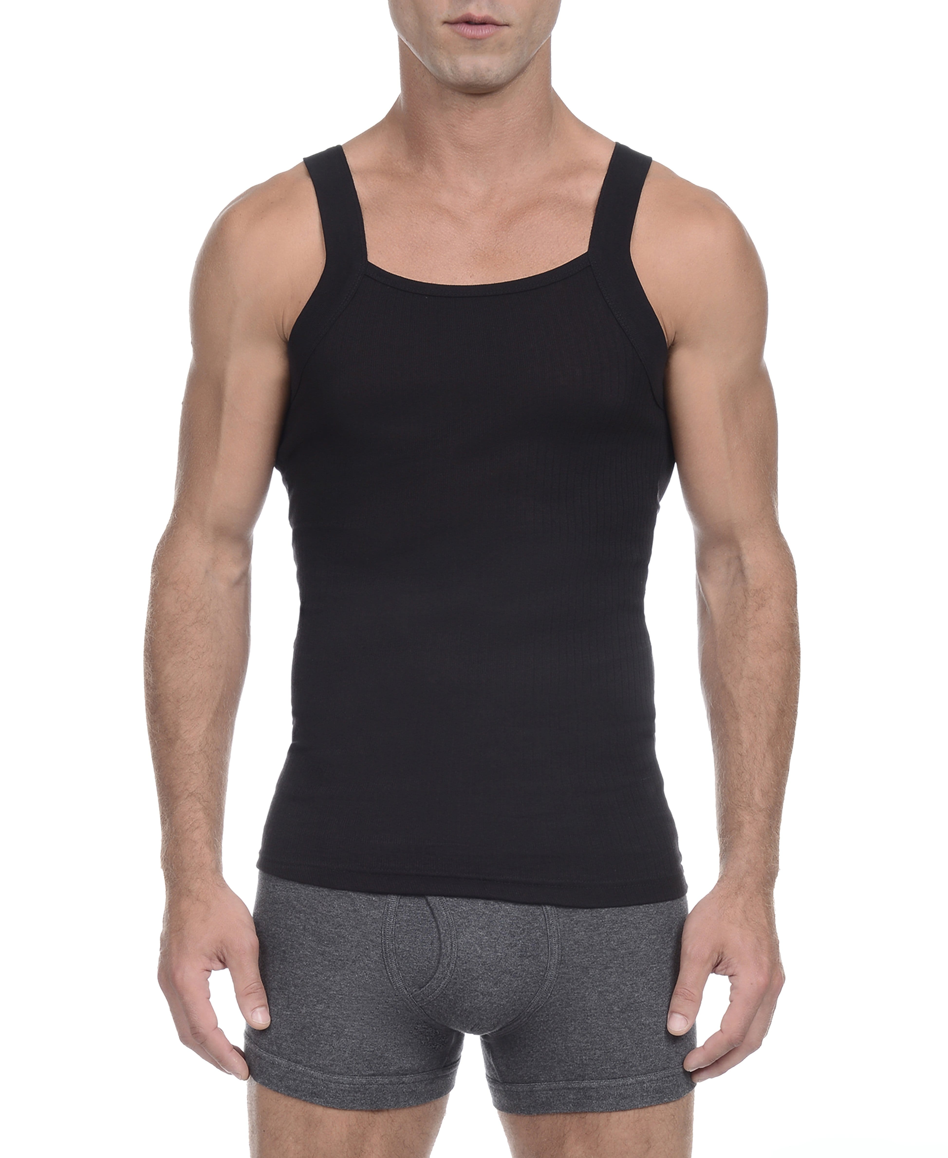  2xist 2 Packs Square-Cut Tank - Black New Logo - Bonton