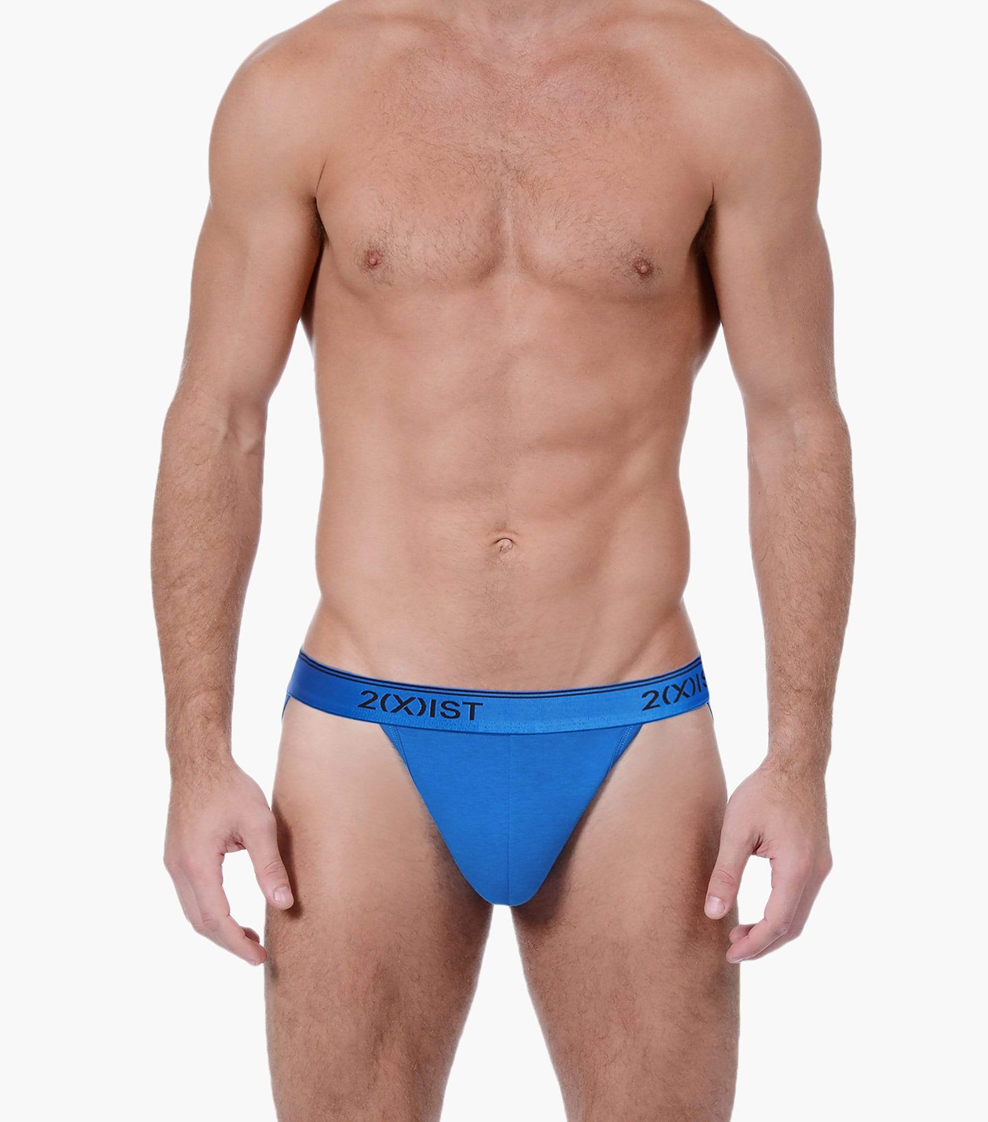  2xist 3 Packs Essential Stretch Jock Strap - Eclipse / Lead / Dazzling Blue - Bonton