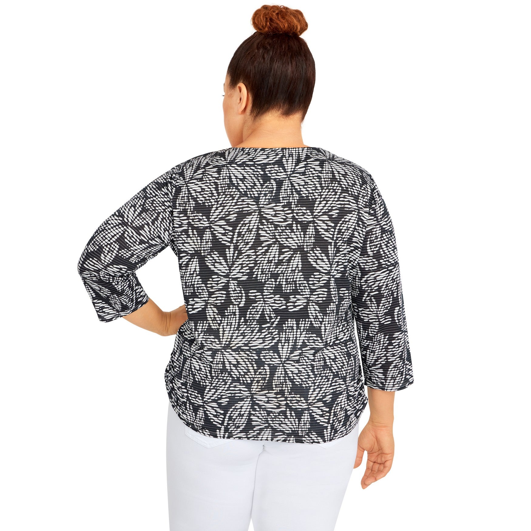  Alfred Dunner Plus Floral Jacquard Butterfly Necklace - Black - Bonton