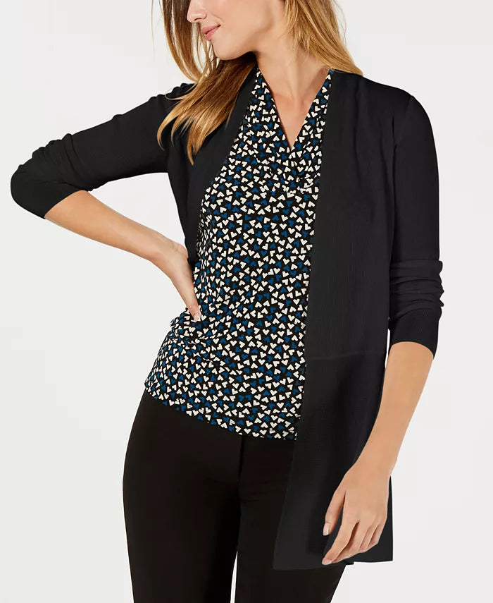  Anne Klein Plus Size Monterey Cardigan - Black - Bonton