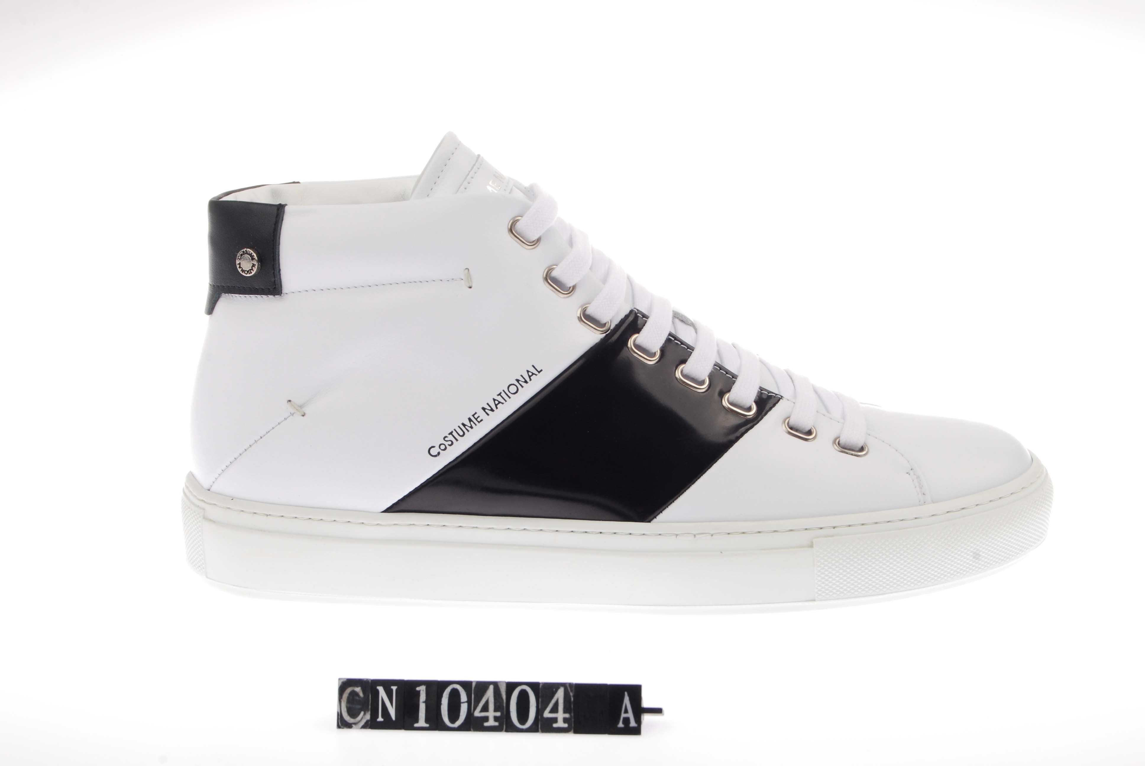  Costume National Costume National Logo Stripe High Top Sneaker - White - Bonton