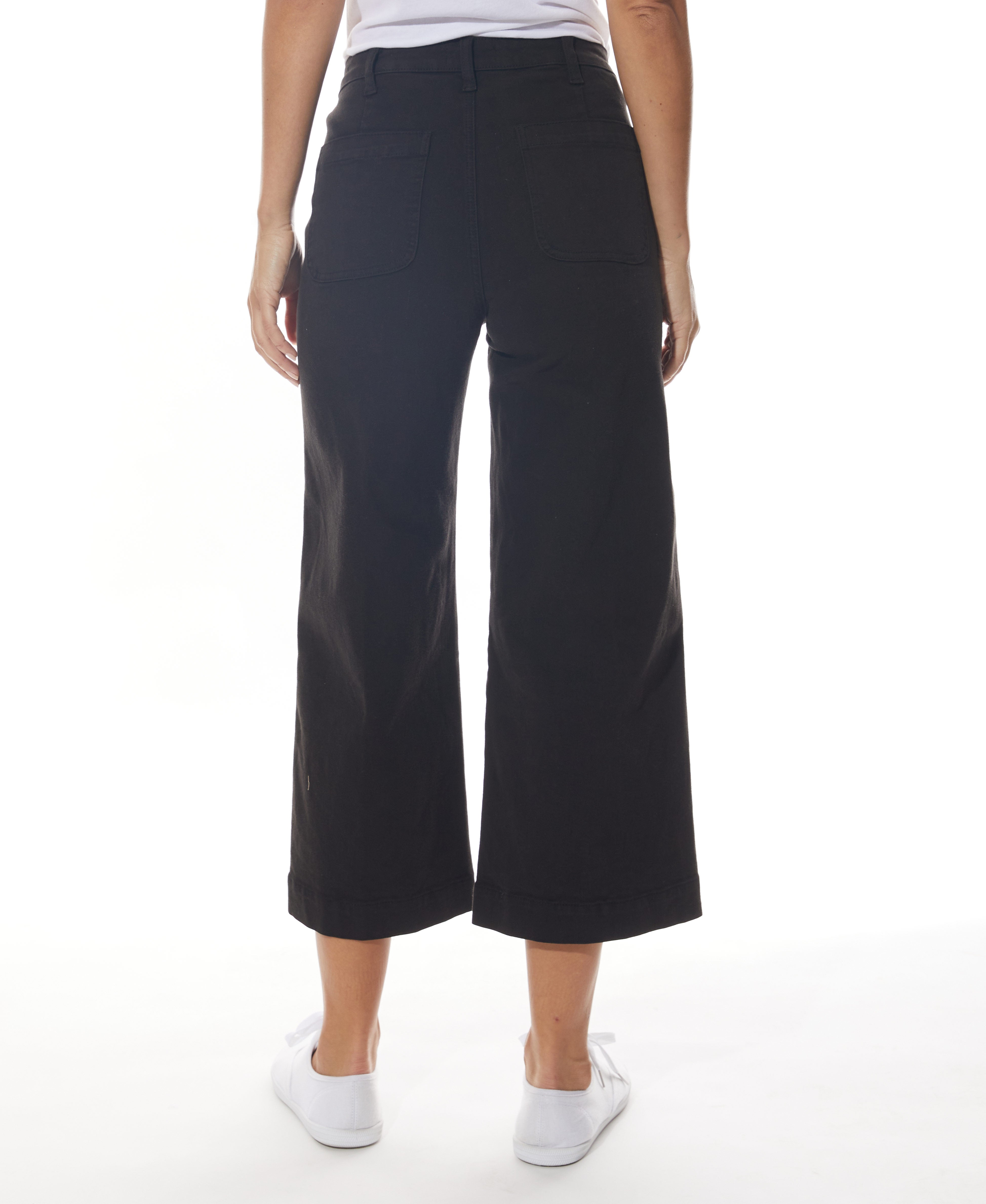  Oat New York High Rise Crop Trousers with Front Pockets - Black - Bonton