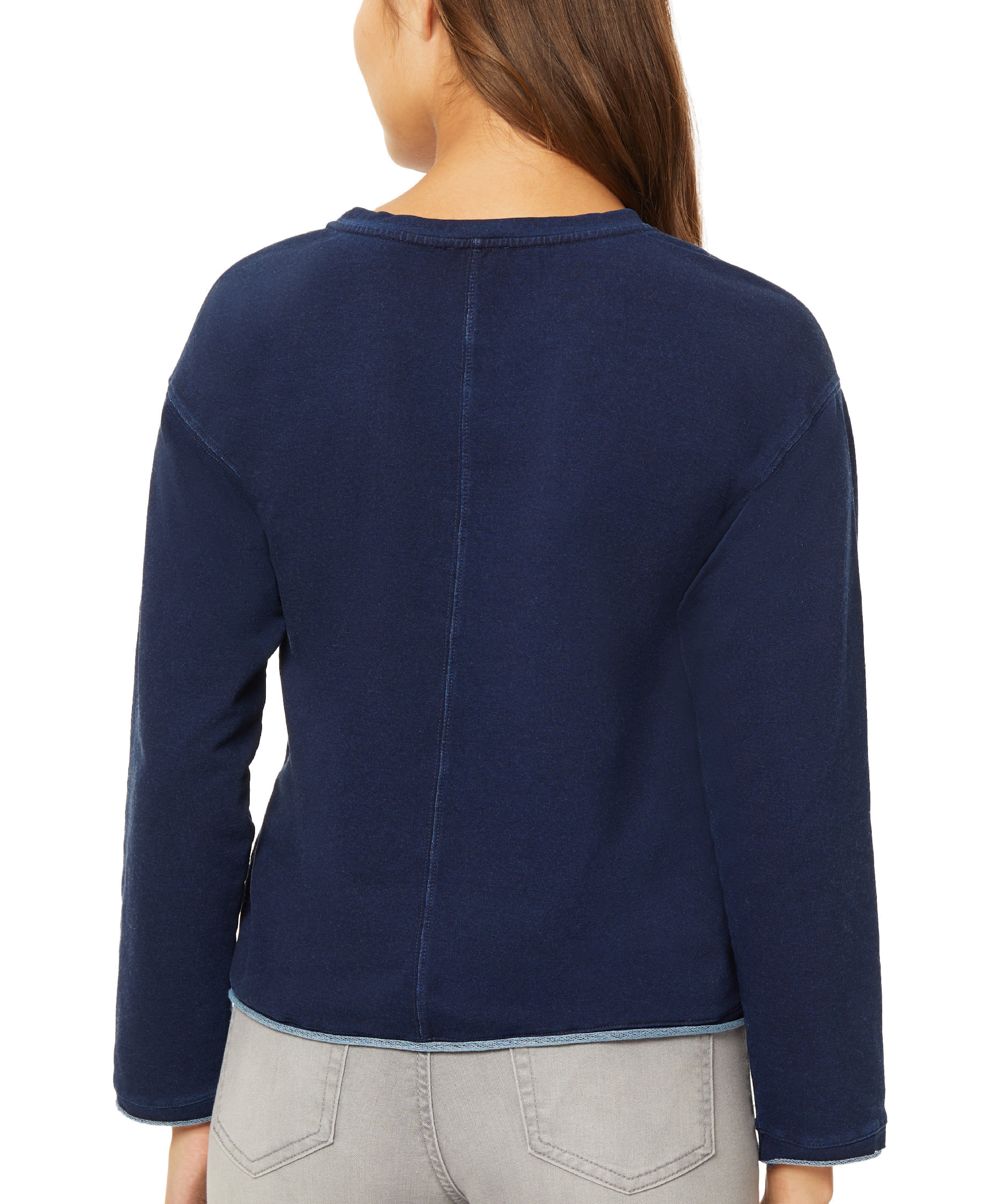  Jones New York Drop Shoulder Long Sleeve Sweatshirt - Indigo Rinse Wash - Bonton