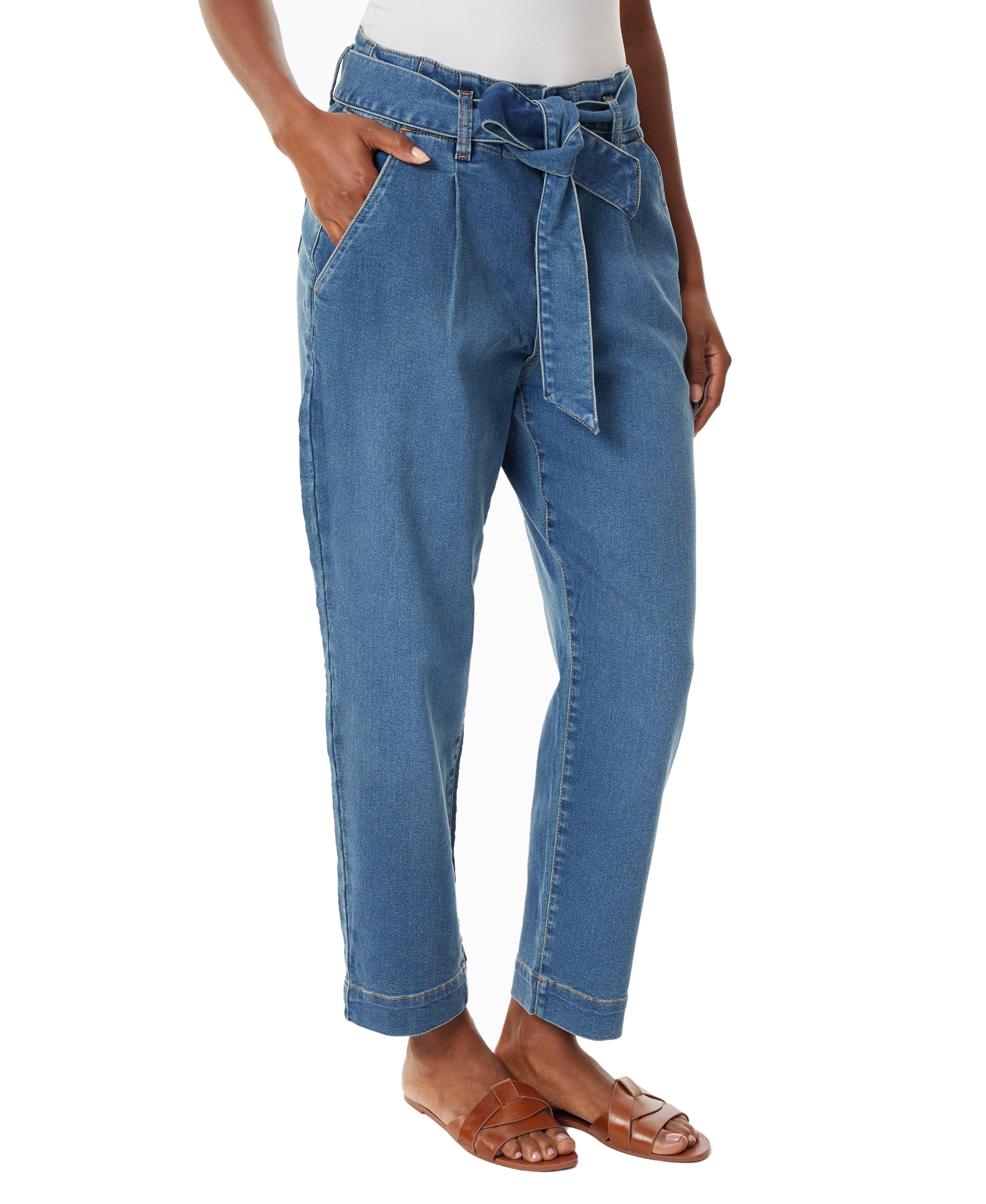  Jones New York Tie Front High Rise Straight Ankle Jeans - Dreamer Wash - Bonton