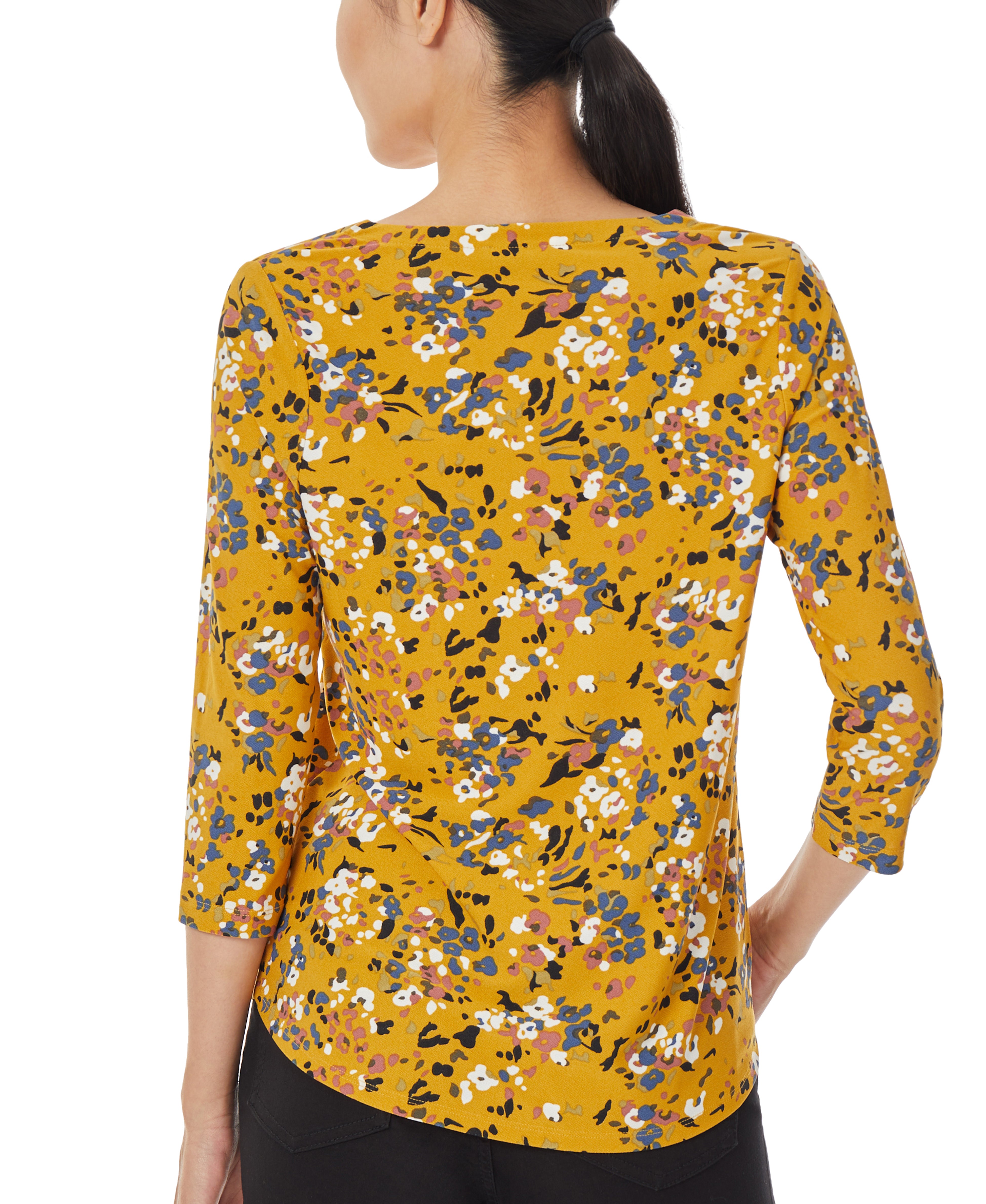  Jones New York 3/4 Sleeve Knit V-Neck Noodle Top - Jonagold Combo - Bonton