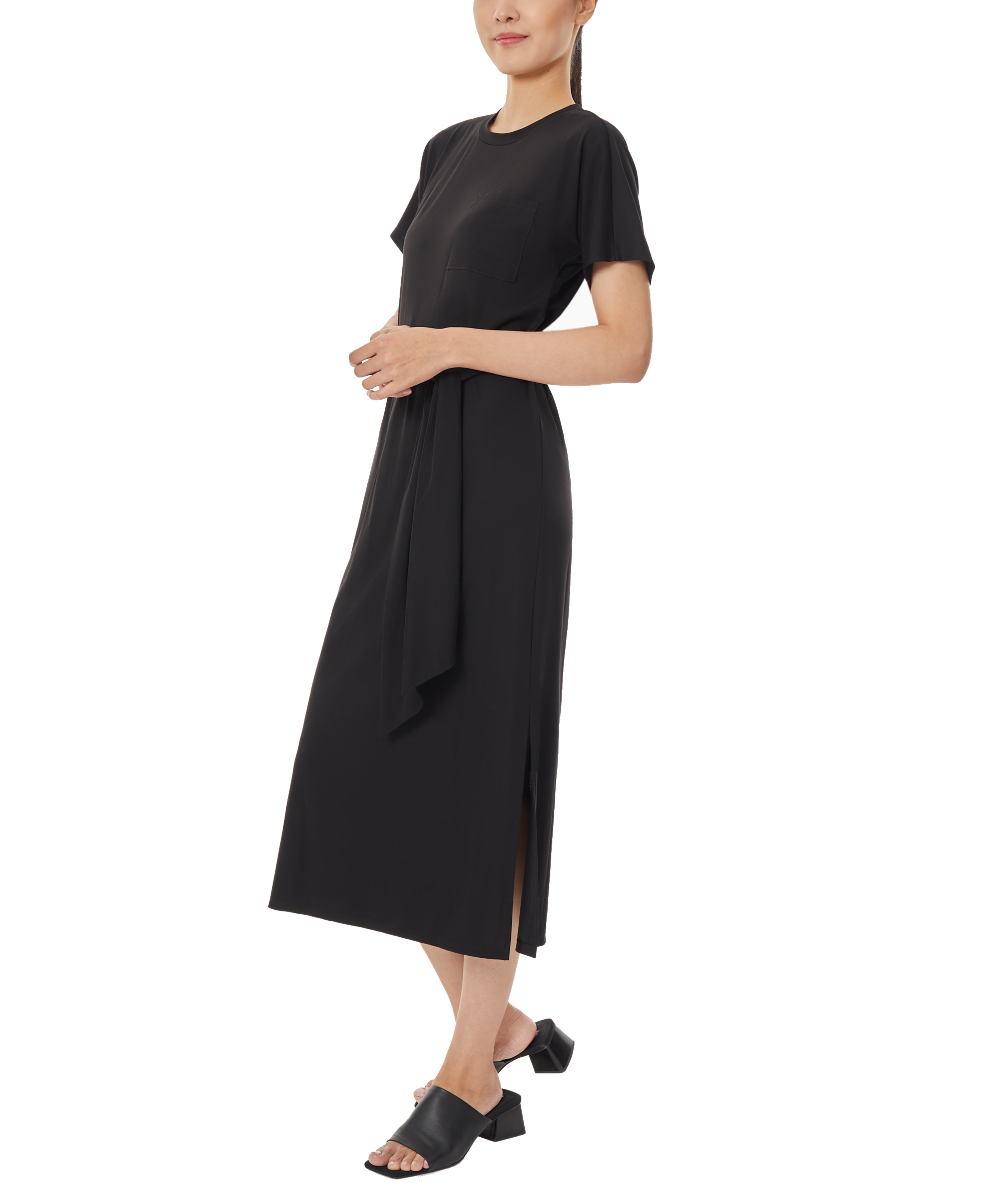  Jones New York Knit Shirt Dress with Waist Tie - Jones Black - Bonton