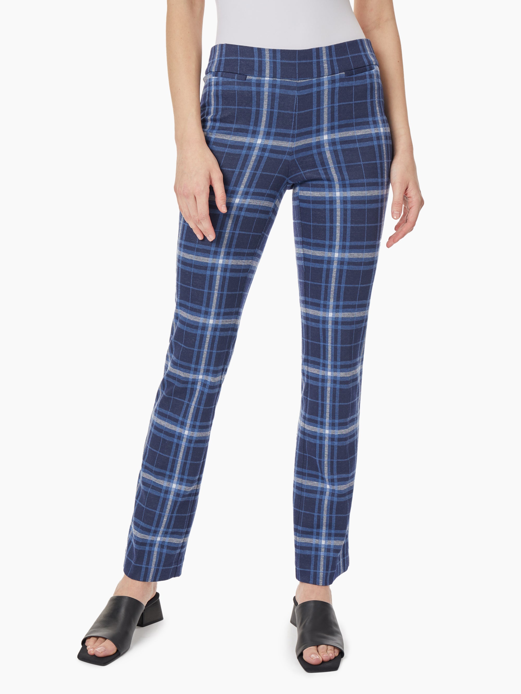  Jones New York Plaid Pull on Pants - Jones Black Combo - Bonton
