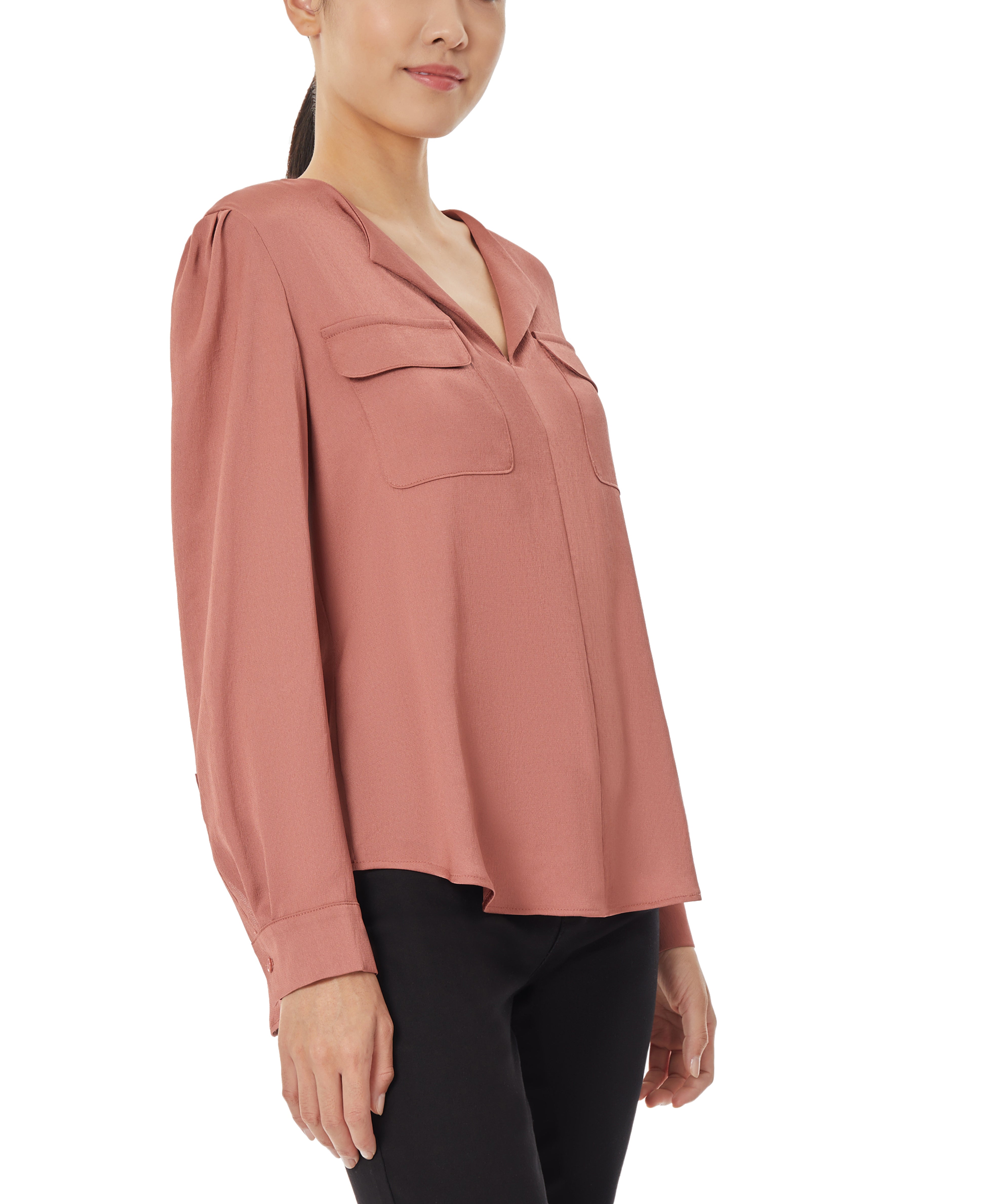  Jones New York Charmeuse Utility Blouse - Fawn - Bonton