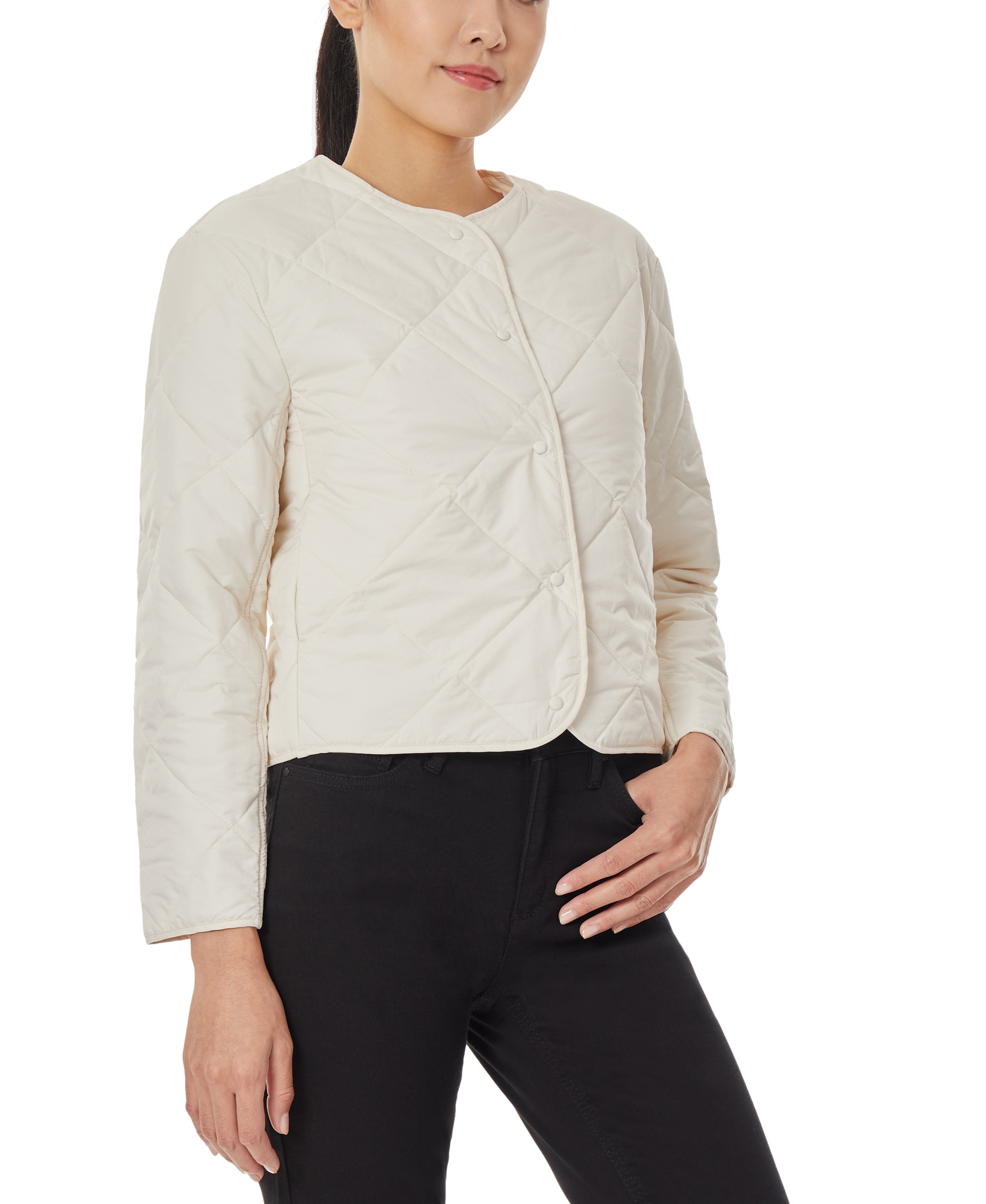  Jones New York Quilted Collar-less Jacket - Jones White - Bonton