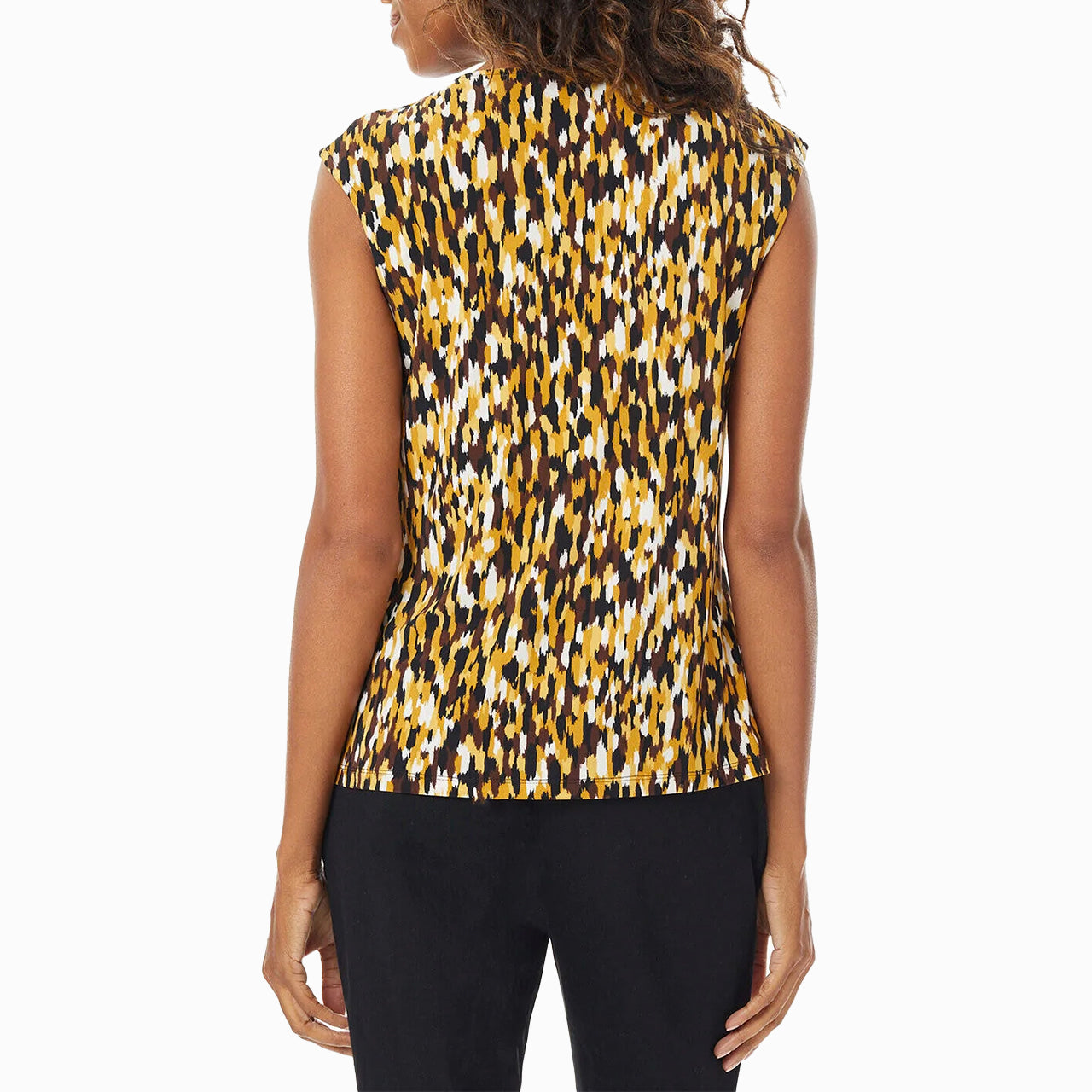  Kasper Keyhole Cami with Cap Sleeve Printed Ity - Marigold Combo - Bonton