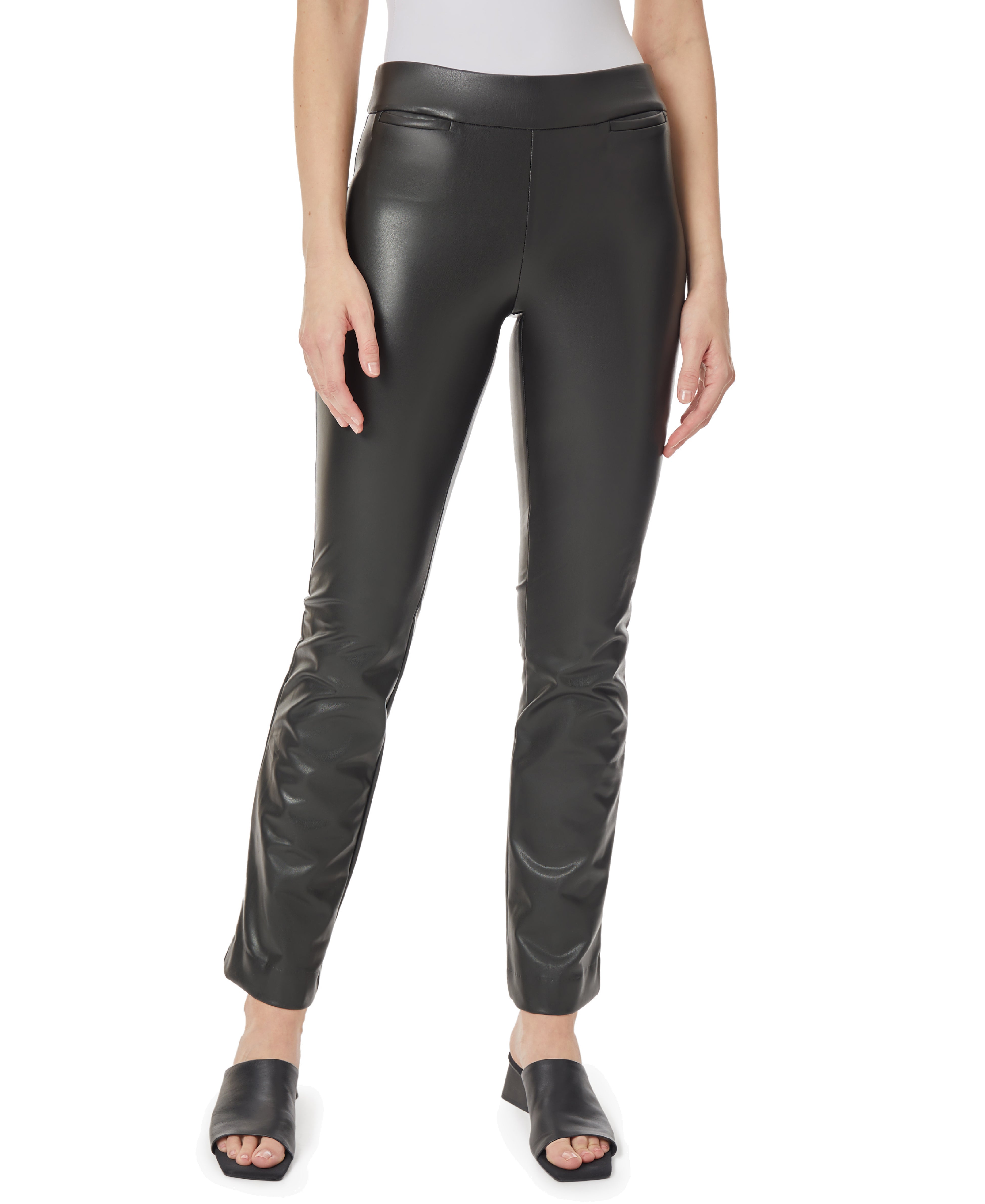  Jones New York Vegan Leather Pull On Bootleg Pant - Jones Black - Bonton