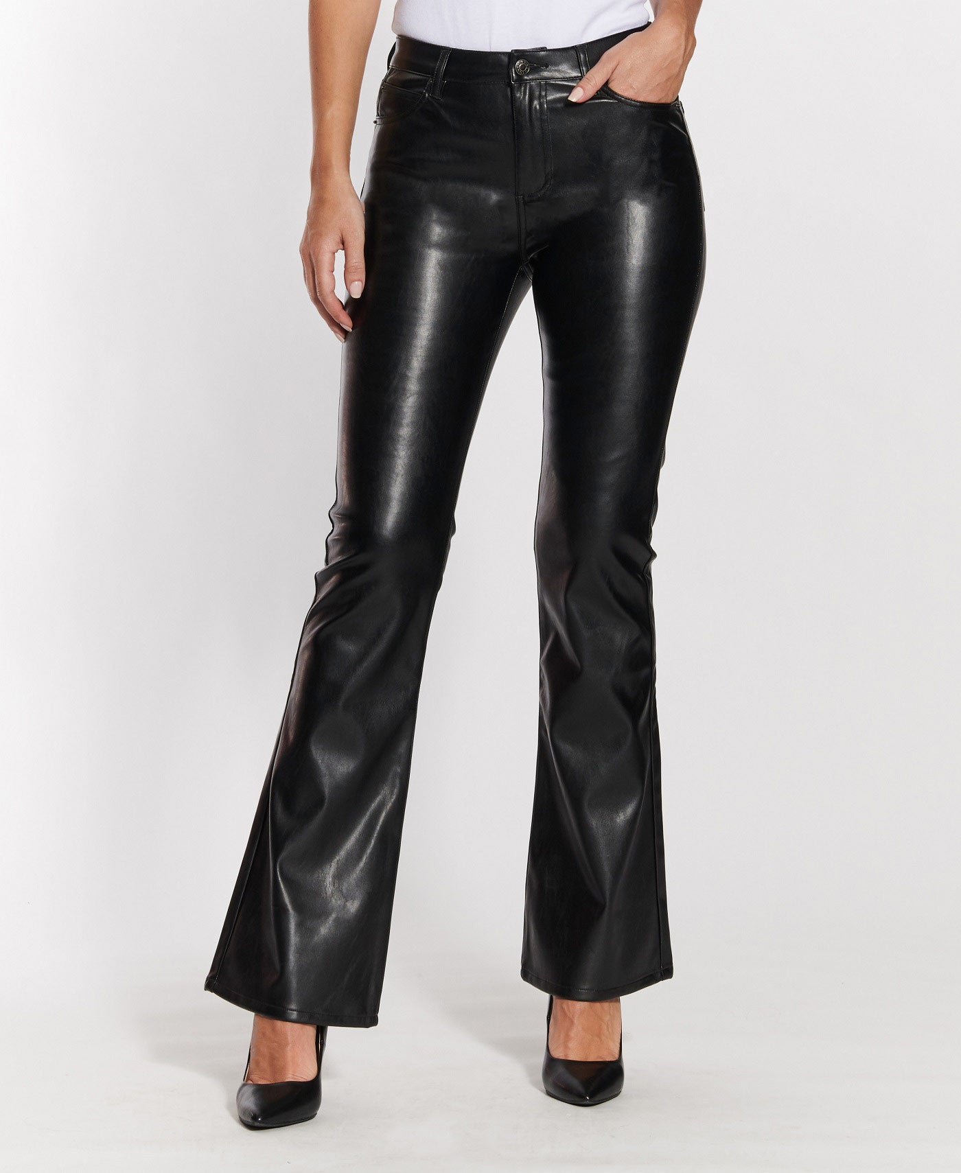  Oat New York High-Rise Faux Leather Flares - Black - Bonton