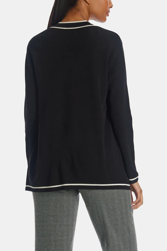  Anne Klein Plus Size Malibu Cardigan With Tipping - Anne Black/ Anne White - Bonton