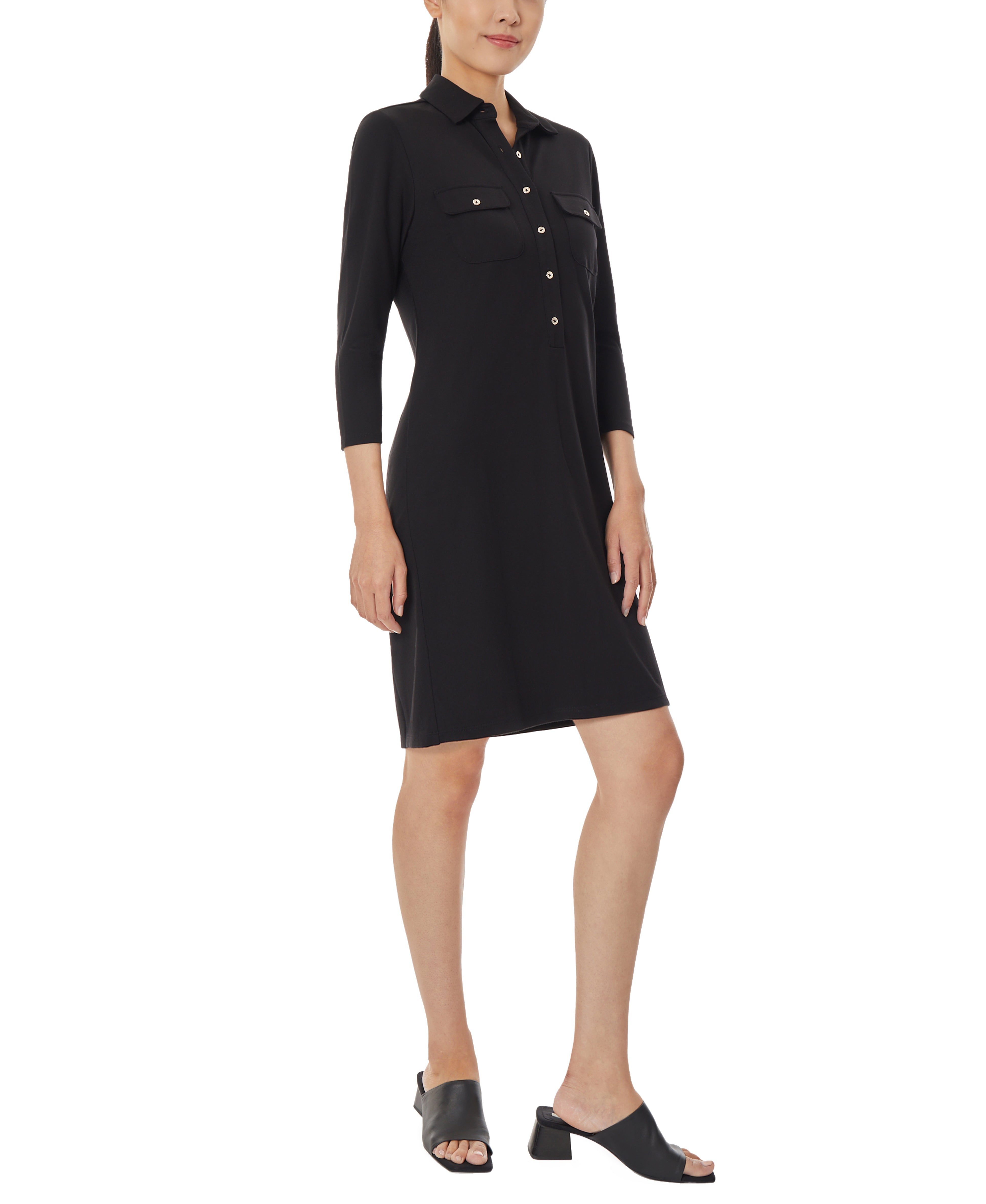  Jones New York Ria Elbow Sleeve Dress - Jones Black - Bonton