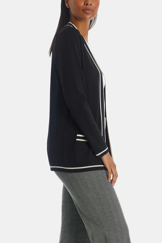  Anne Klein Plus Size Malibu Cardigan With Tipping - Anne Black/ Anne White - Bonton