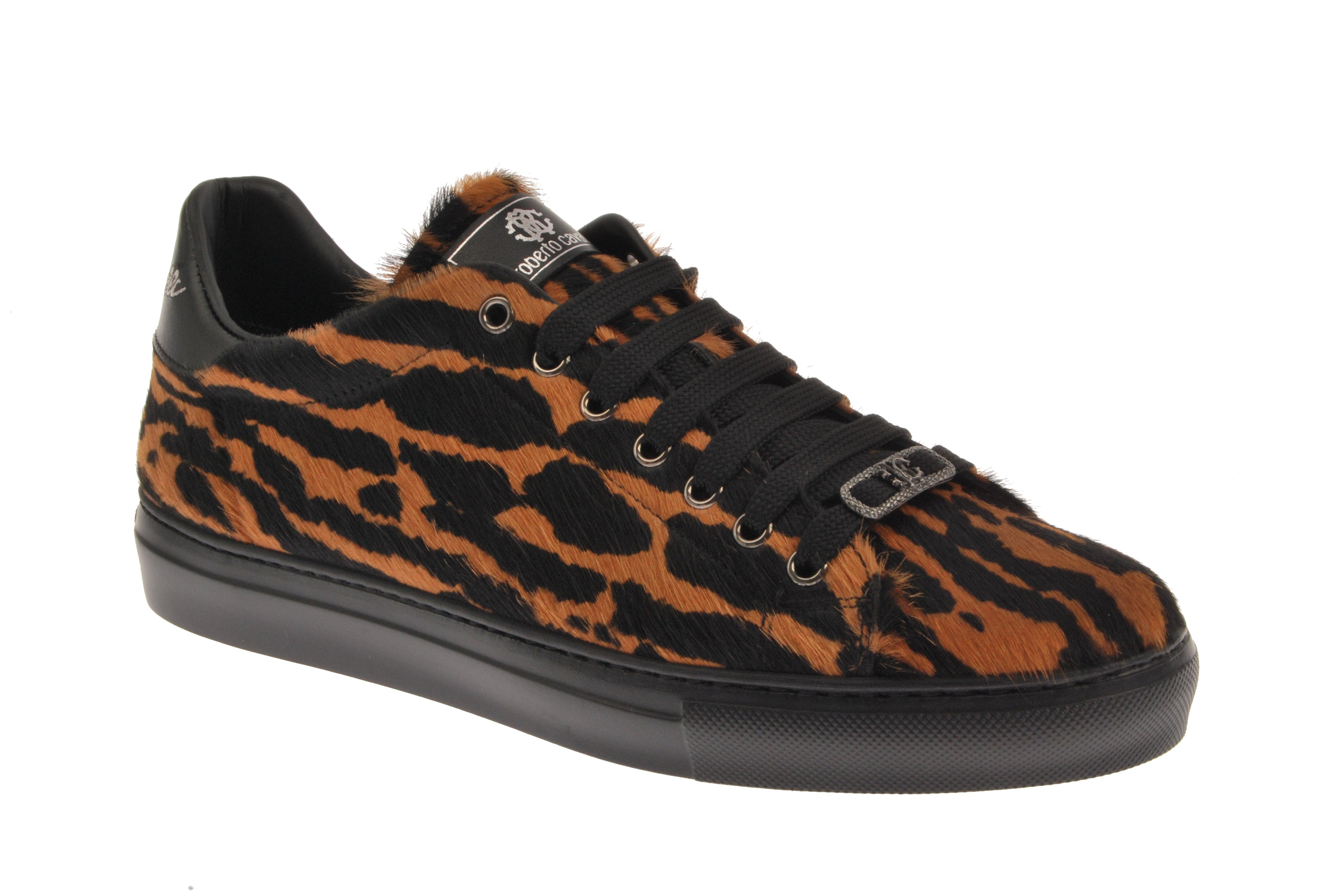  Roberto Cavalli Cheetah Pony Hair Low Profile LU Sneaker - Animal Print - Bonton